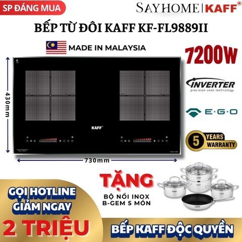 Bếp từ đôi KAFF KF-FL9889II- Bảo hành chính hãng tại nhà 5 năm