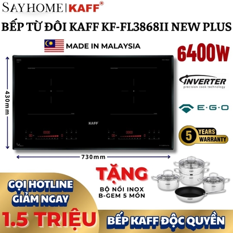 Bếp từ đôi KAFF KF - FL3868II NEW PLUS - Bảo hành chính hãng 5 năm