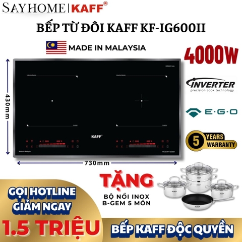 Bếp từ đôi KAFF KF-IG600II -  Bảo hành chính hãng 5 năm tại nhà