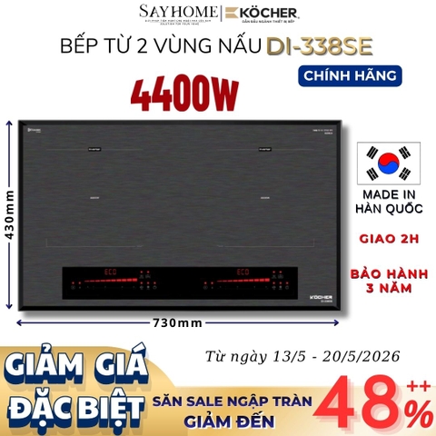 Bếp từ đôi Kocher DI-338SE -  Bảo hành 3 năm