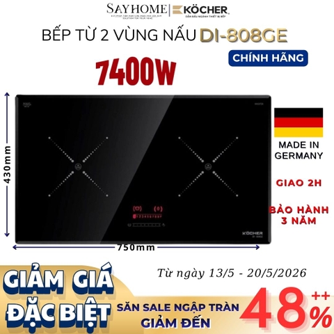 Bếp từ đôi Kocher DI-808GE -  Bảo hành 3 năm