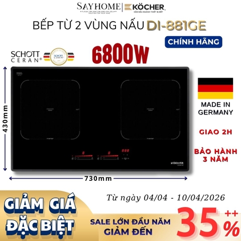 Bếp từ đôi Kocher DI 881GE - Bảo hành 3 năm