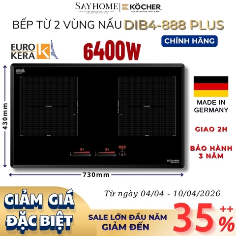 Bếp từ đôi Kocher DIB4 888 Plus -  Bảo hành 3 năm