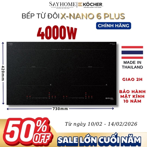 Bếp từ đôi Kocher X-Nano 6 Plus - Bảo hành mặt kính 10 năm