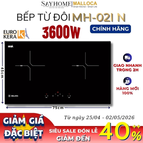 Bếp từ đôi MALLOCA MH-02I N - Hàng chính hãng