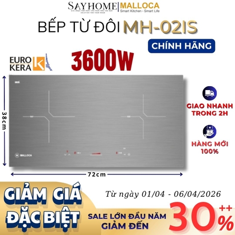 Bếp từ đôi Malloca MH-02IS - Hàng chính hãng
