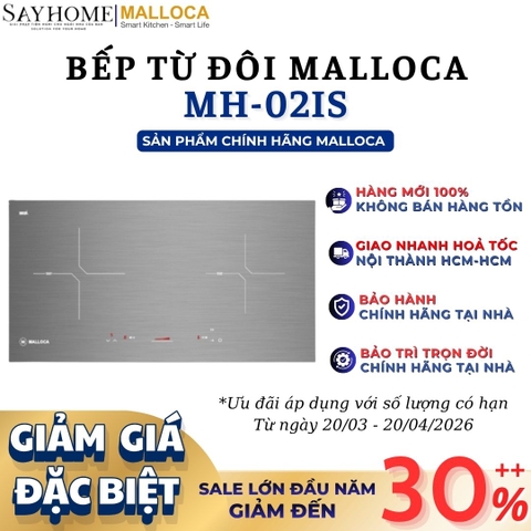 Bếp từ đôi Malloca MH-02IS - Hàng chính hãng