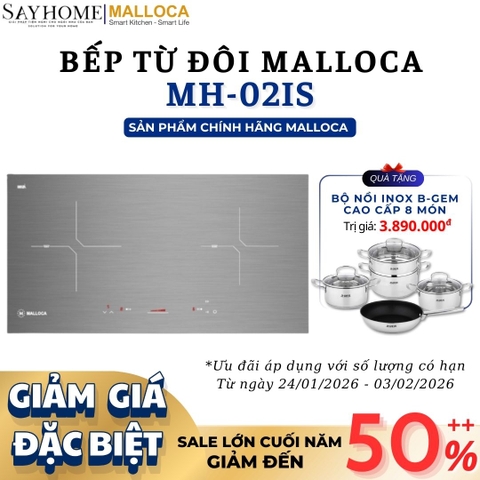 Bếp từ đôi Malloca MH-02IS - Hàng chính hãng Malloca