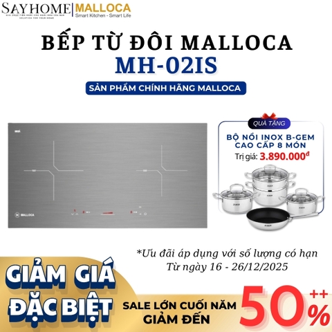 Bếp từ đôi Malloca MH-02IS - Hàng chính hãng Malloca