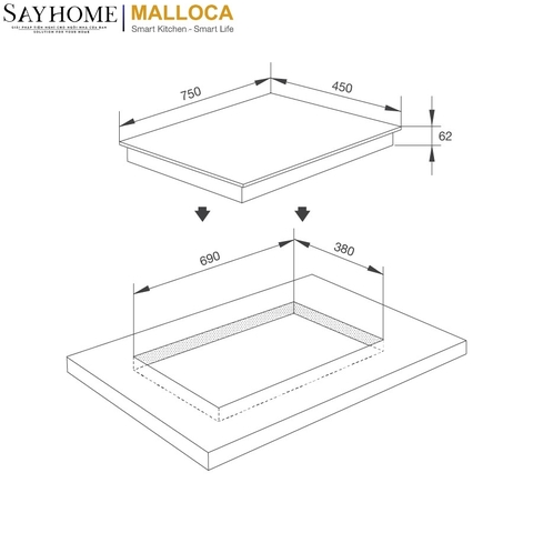 Bếp từ đôi MALLOCA MI7302EMS - Hàng chính hãng
