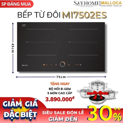 Bếp từ đôi chống xước MALLOCA MI7502ES - Hàng chính hãng