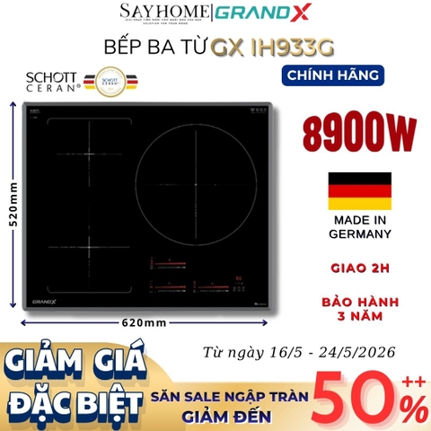 Bếp từ GRANDX GX IH933G Series 9 3 vùng nấu - Bảo hành chính hãng 3 năm