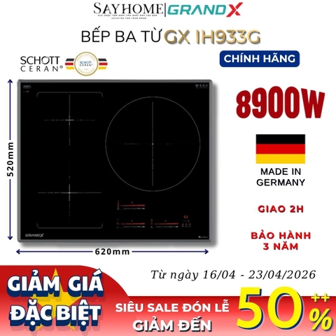 Bếp từ GRANDX GX IH933G Series 9 3 vùng nấu - Bảo hành chính hãng 3 năm
