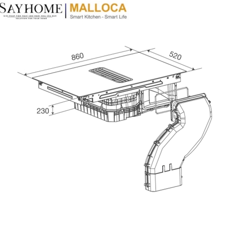 Bếp từ kết hợp máy hút mùi MALLOCA HIH 860 FZ 4 vùng nấu - Hàng chính hãng