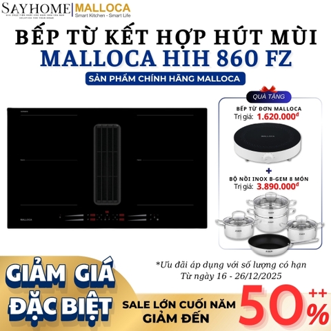 Bếp từ kết hợp máy hút mùi MALLOCA HIH 860 FZ 4 vùng nấu - Hàng chính hãng