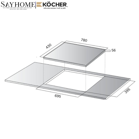 Bếp điện từ 2 vùng nấu Kocher EI-330E -  BH 3 năm
