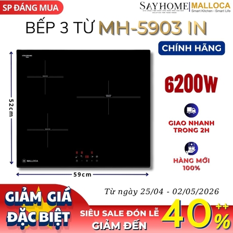 Bếp từ Malloca MH-5903 IN 3 vùng nấu - Hàng chính hãng