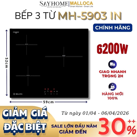 Bếp từ Malloca MH-5903 IN 3 vùng nấu - Hàng chính hãng