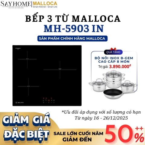 Bếp từ Malloca MH-5903 IN 3 vùng nấu - Hàng chính hãng Malloca