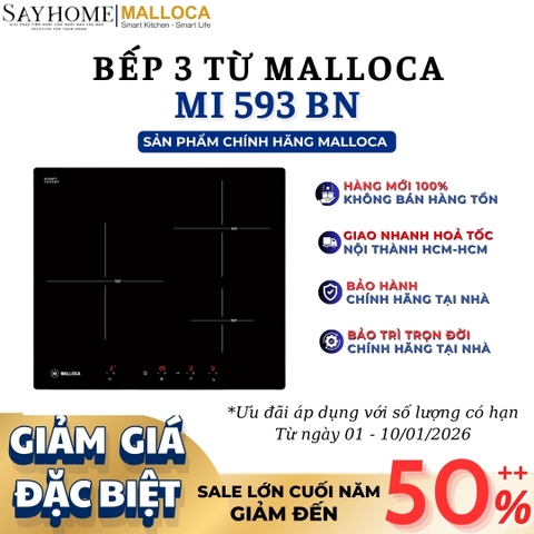 Bếp từ MALLOCA MI 593 BN 3 vùng nấu - Hàng chính hãng