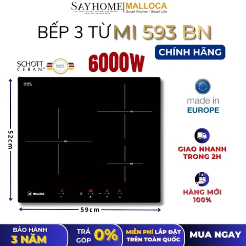 Bếp từ MALLOCA MI 593 BN 3 vùng nấu - Hàng chính hãng
