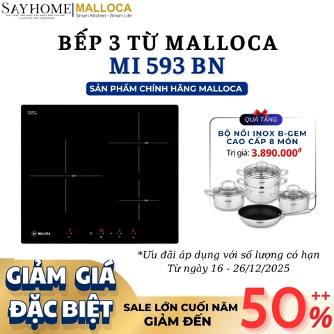 Bếp từ MALLOCA MI 593 BN 3 vùng nấu - Hàng chính hãng