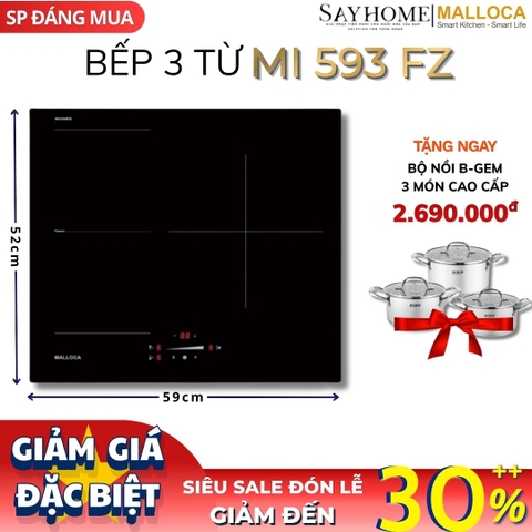 Bếp từ MALLOCA MI 593 FZ 3 vùng nấu - Hàng chính hãng