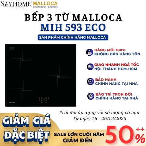 Bếp từ MALLOCA MIH 593 ECO 3 vùng nấu - Hàng chính hãng
