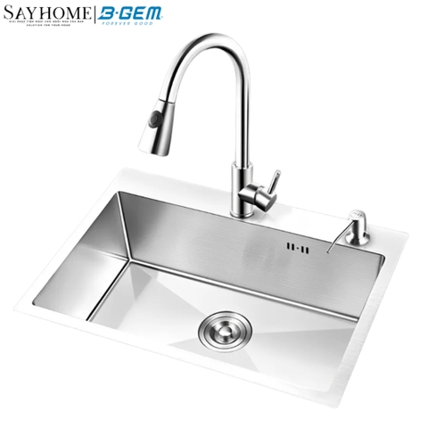 Chậu rửa chén bát B-Gem BG-8050/8245/9050/10050KS_1H inox 304 không sơn 1 ngăn - Hàng chính hãng B-GEM