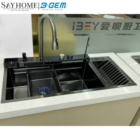 Bộ chậu rửa chén B-GEM BG-10046R SMART V5 inox su304 5 phím hiển thị nhiệt độ - Hàng chính hãng B-GEM