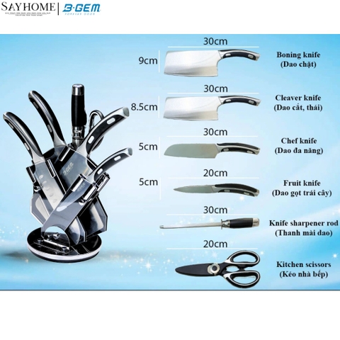 Bộ dao B-Gem BG-07 đúc nguyên 7 món cao cấp - Hàng chính hãng B-GEM