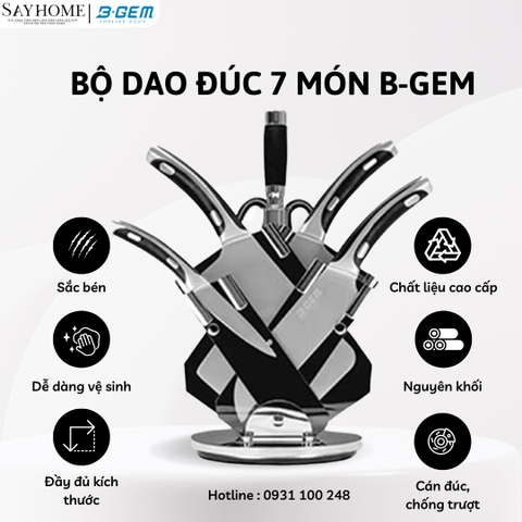 Bộ dao B-Gem BG-07 đúc nguyên 7 món cao cấp - Hàng chính hãng B-GEM