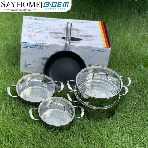 Bộ nồi B-GEM BG-888NEW 5 món -Hàng chính hãng B-GEM