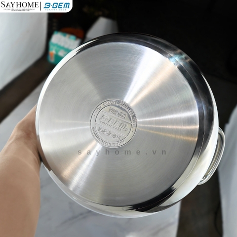 Bộ nồi bầu B- GEM BELLY BG-988 ARIC inox 304 cao cấp kèm chảo chống dính kim cương - Hàng chính hãng