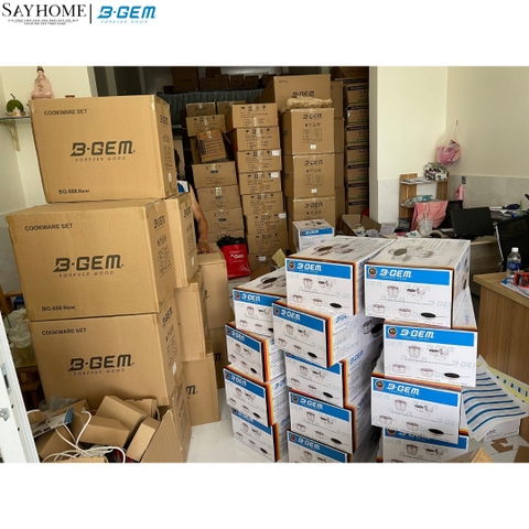 Bộ nồi bầu B- GEM BELLY BG-988 ARIC inox 304 cao cấp kèm chảo chống dính kim cương - Hàng chính hãng