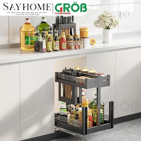 Kệ đựng dao thớt GROB C1NT.25/30/35/40/45 hợp kim nhôm phủ Nano - Hàng chính hãng GROB