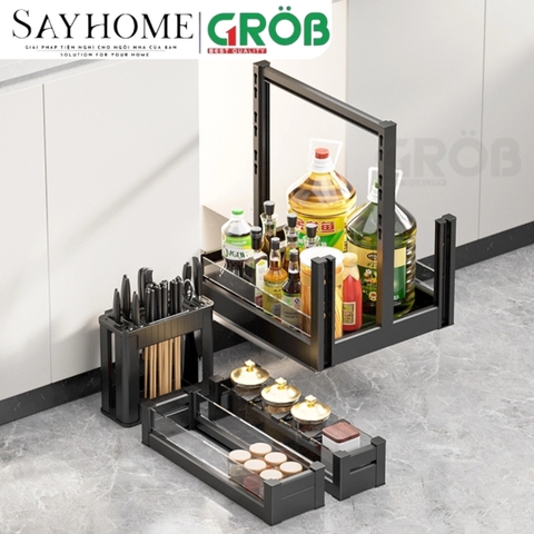 Kệ đựng dao thớt GROB C1NT.25/30/35/40/45 hợp kim nhôm phủ Nano - Hàng chính hãng GROB