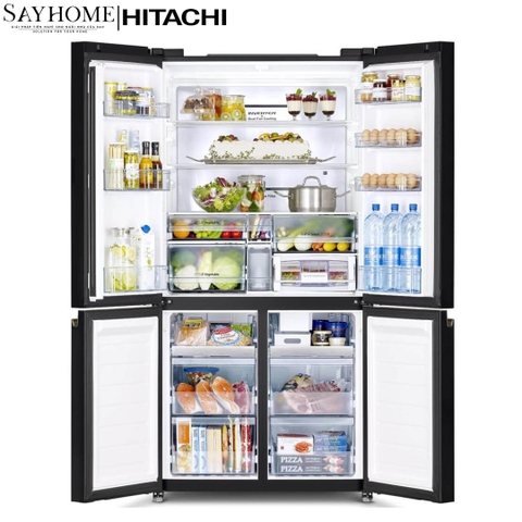 Tủ lạnh 4 cánh màu đen Hitachi R-WB640VGV0-GMG 569 Lít - Hàng chính hãng