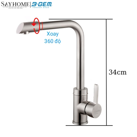 Vòi rửa chén bát B-GEM BG - SU07 inox mờ, nóng lạnh tại thành phố Hồ Chí Minh