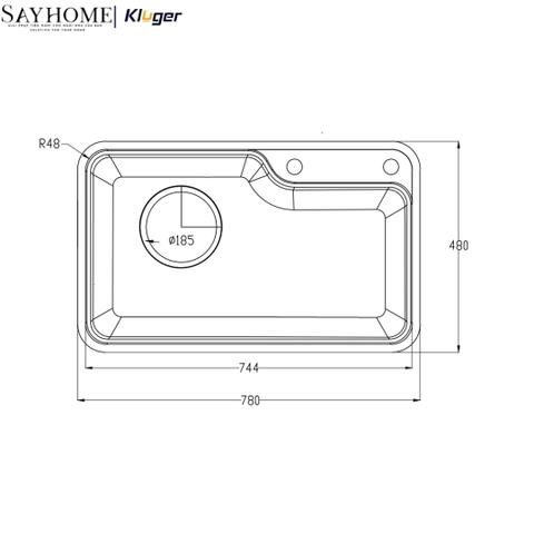 Chậu rửa chén bát 1 hố Kluger KF7848FS-DO Plus - Hàng chính hãng