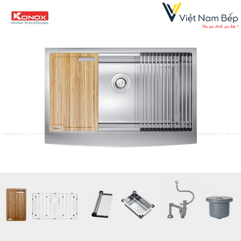 Chậu rửa bát Workstation Sink – Apron Sink KN8051AS Curve - Chính hãng KONOX