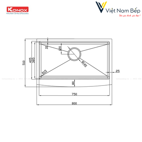 Chậu rửa bát Workstation Sink – Apron Sink KN8051AS Curve - Chính hãng KONOX