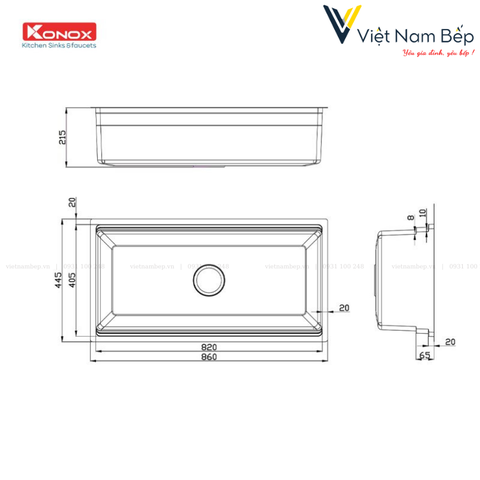 Chậu rửa bát chống xước Workstation Sink – Undermount Sink KN8644SU Dekor - Chính hãng KONOX