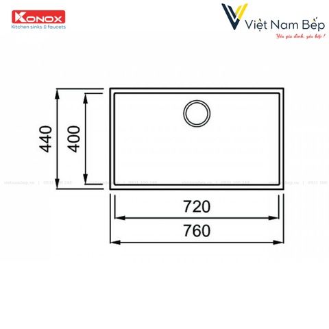 Chậu rửa bát Granite Sink Naros 760S – Grey - Chính hãng KONOX