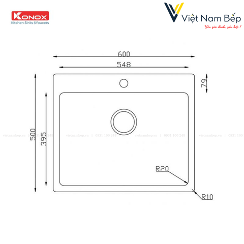 Chậu rửa bát Turkey Sink Neron 600 - Chính hãng KONOX