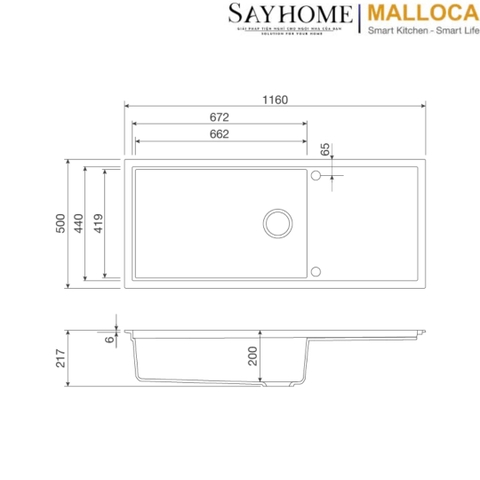 Chậu rửa đá Malloca Sense K82 tại thành phố Hồ Chí Minh