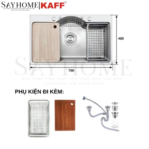 Chậu rửa inox KAFF KF-PS7848-Hàng chính hãng