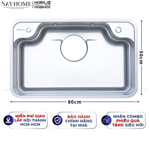 Chậu rửa chén bát 1 hố NOBINOX ARVO B180 80cm - Bảo hành lên đến 10 năm