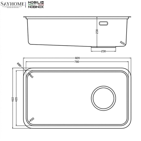 Chậu rửa chén bát 1 hố NOBINOX NOVA A284B 82cm tại thành phố Hồ Chí Minh
