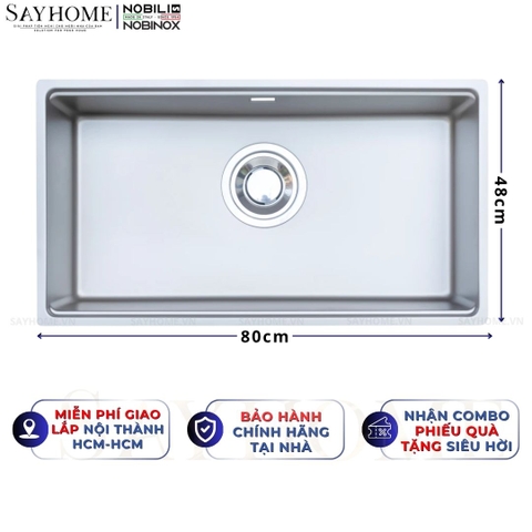 Chậu rửa chén bát 1 hố NOBINOX ROSA NN974DT 76cm - Bảo hành lên đến 10 năm